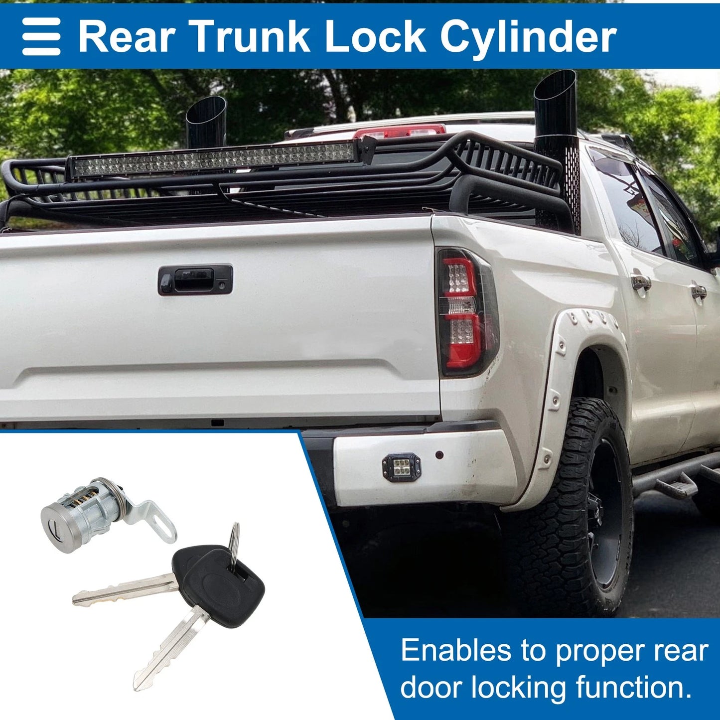 Trunk Lock Cylinder and Tailgate Lock Cylinder with Keys for Toyota Tundra