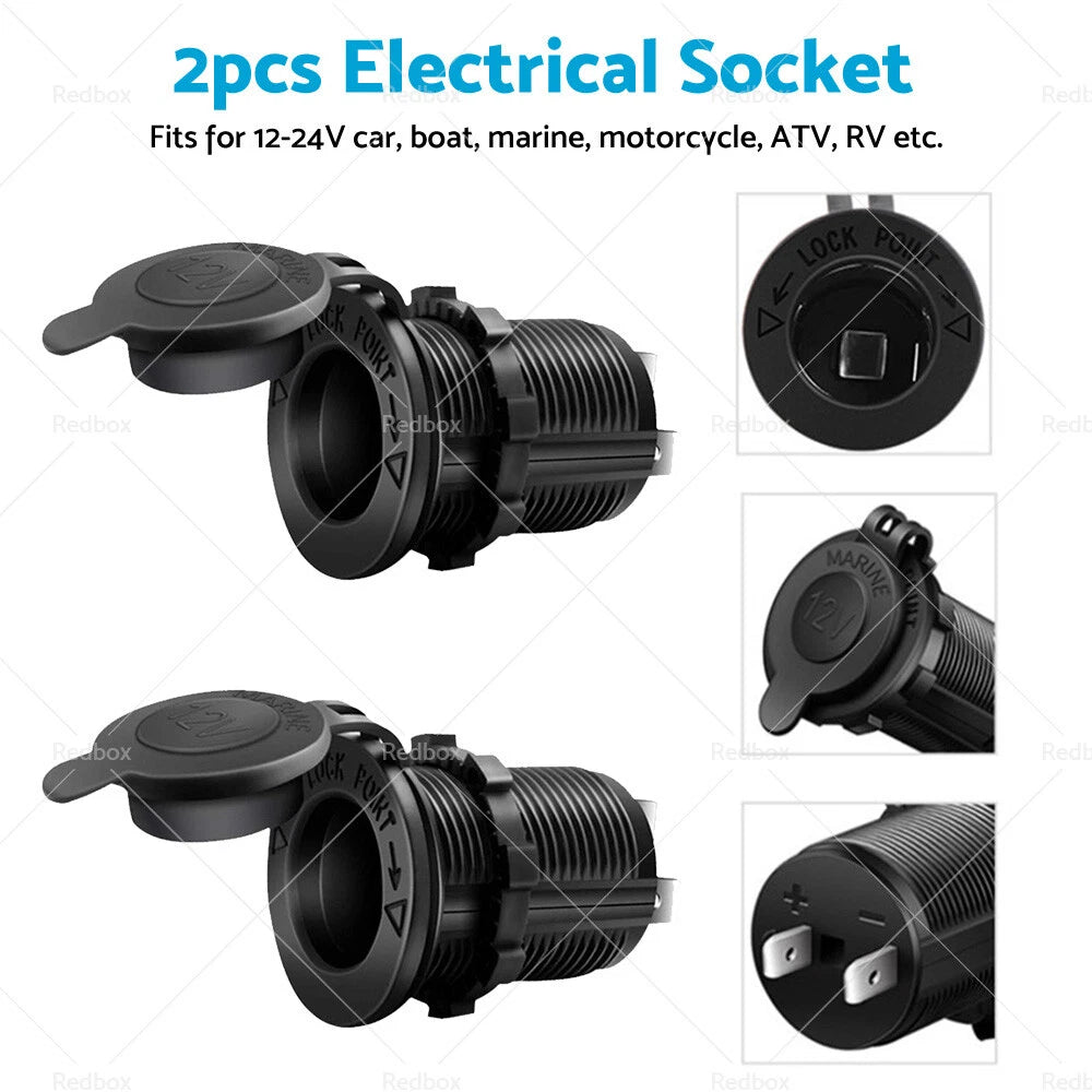 Waterproof 12V  Car Cigarette Lighter USB Charger Power Adapter Outlet