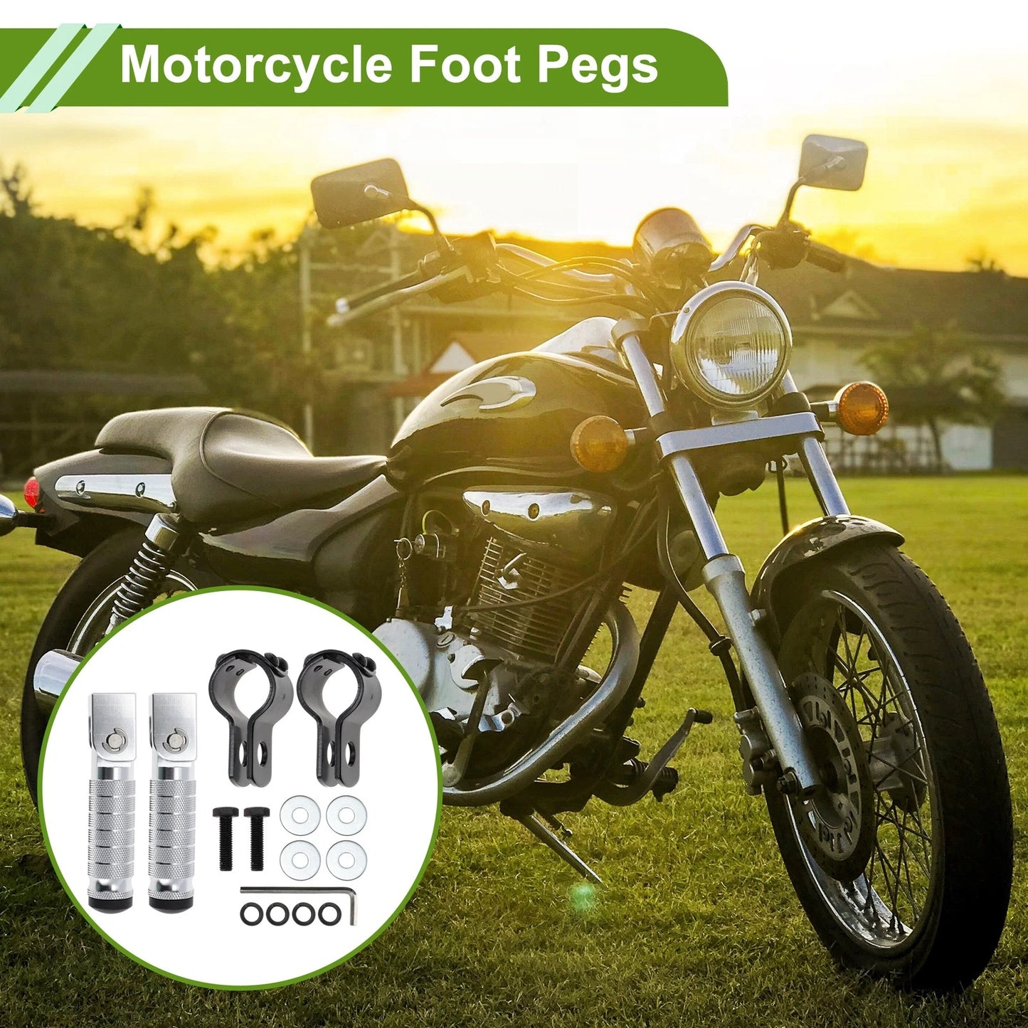 2 x FootPegs 4.8in Rear Footrest Aluminum Silver Tone for Motorcycle