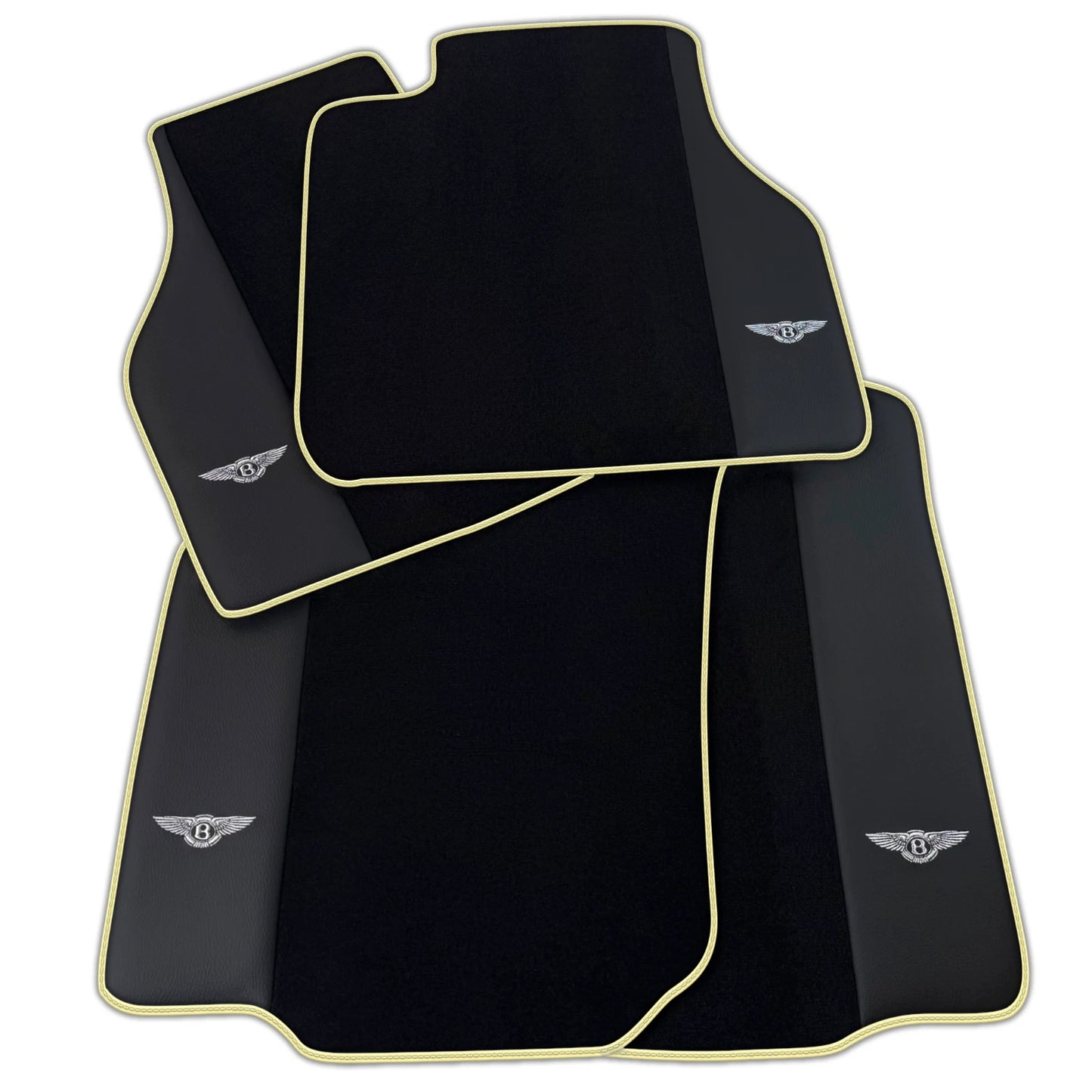 Black Floor Mats for Bentley Flying Spur with Beige Trim (2013-2019)