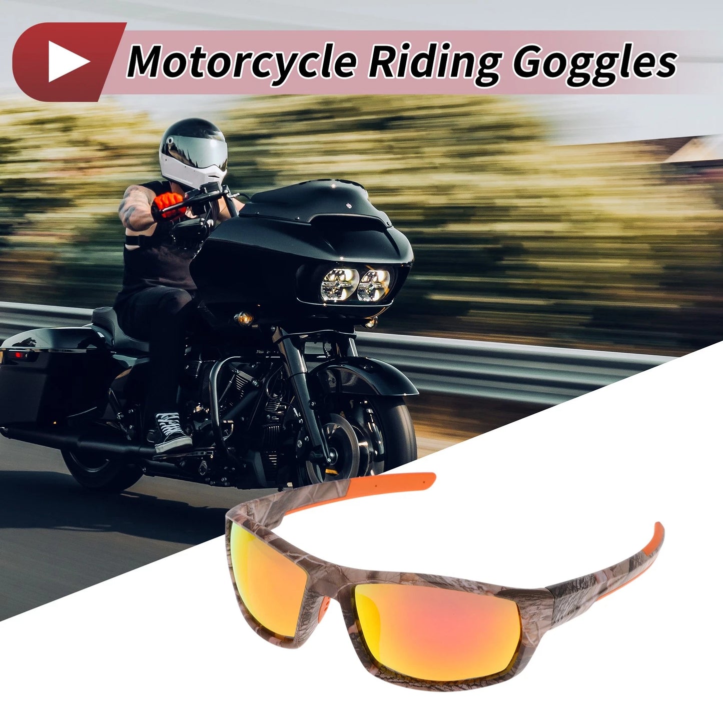 Motorcycle Riding Goggles Red Lens Marble Frame Tri-acetel Cellulose
