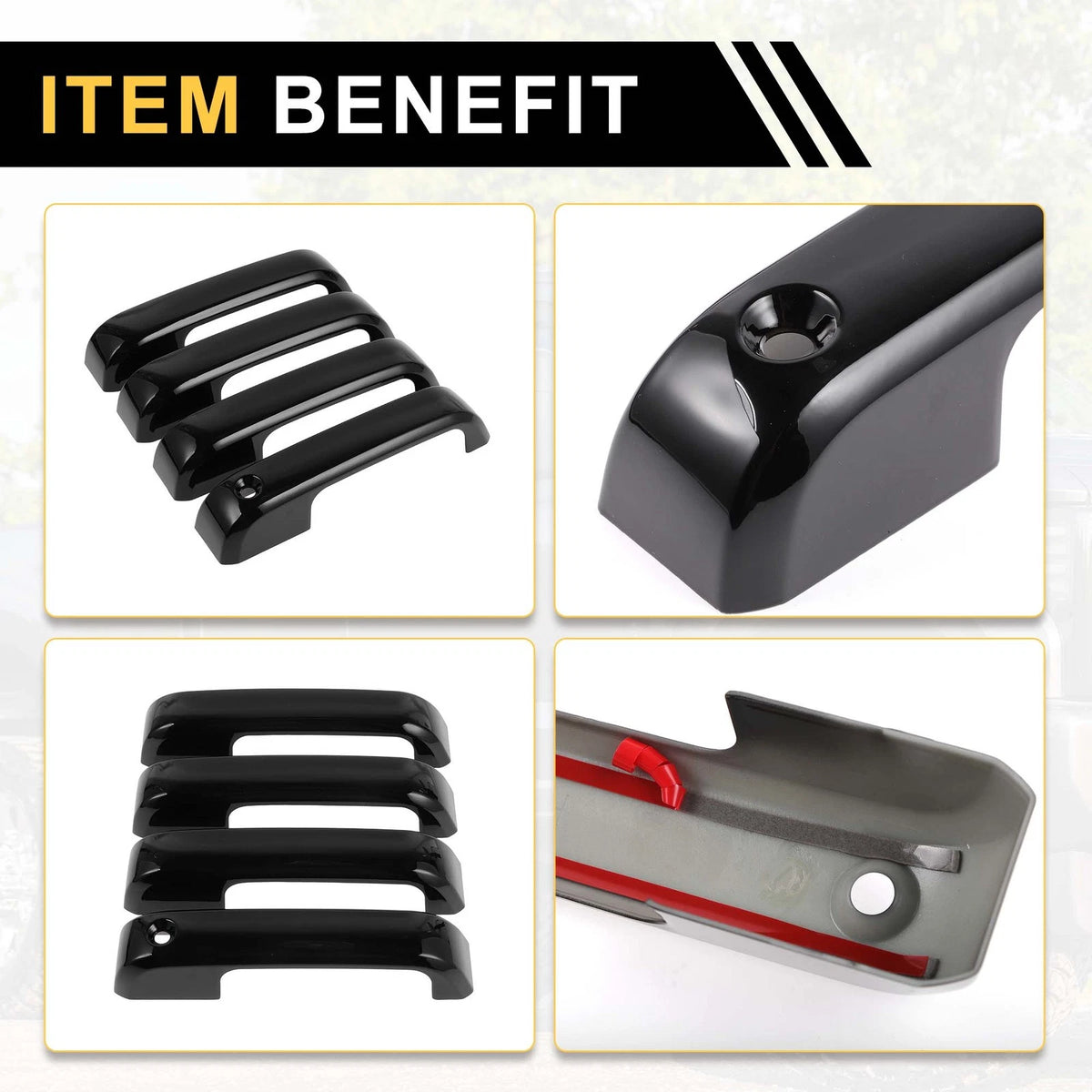 4 x Exterior Door Handle Covers for Ford F-150 (2015-2020) Black