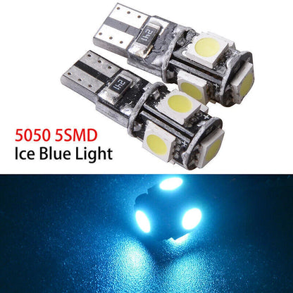 T10 Ice Blue LED Wedge Light Bulb 2 x 5050 for Universal Dome Lamp