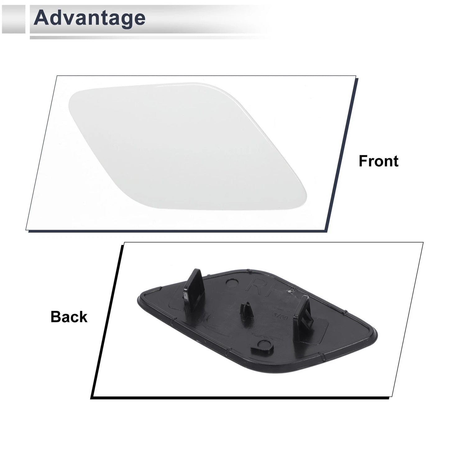 White Front Right Bumper Headlight Washer Nozzle Cover for Volvo XC60 (2010-2023)