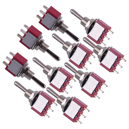 10 x Red 3 Pin ON-OFF-ON Mini Toggle Switch for Various Applications (125V-250V)