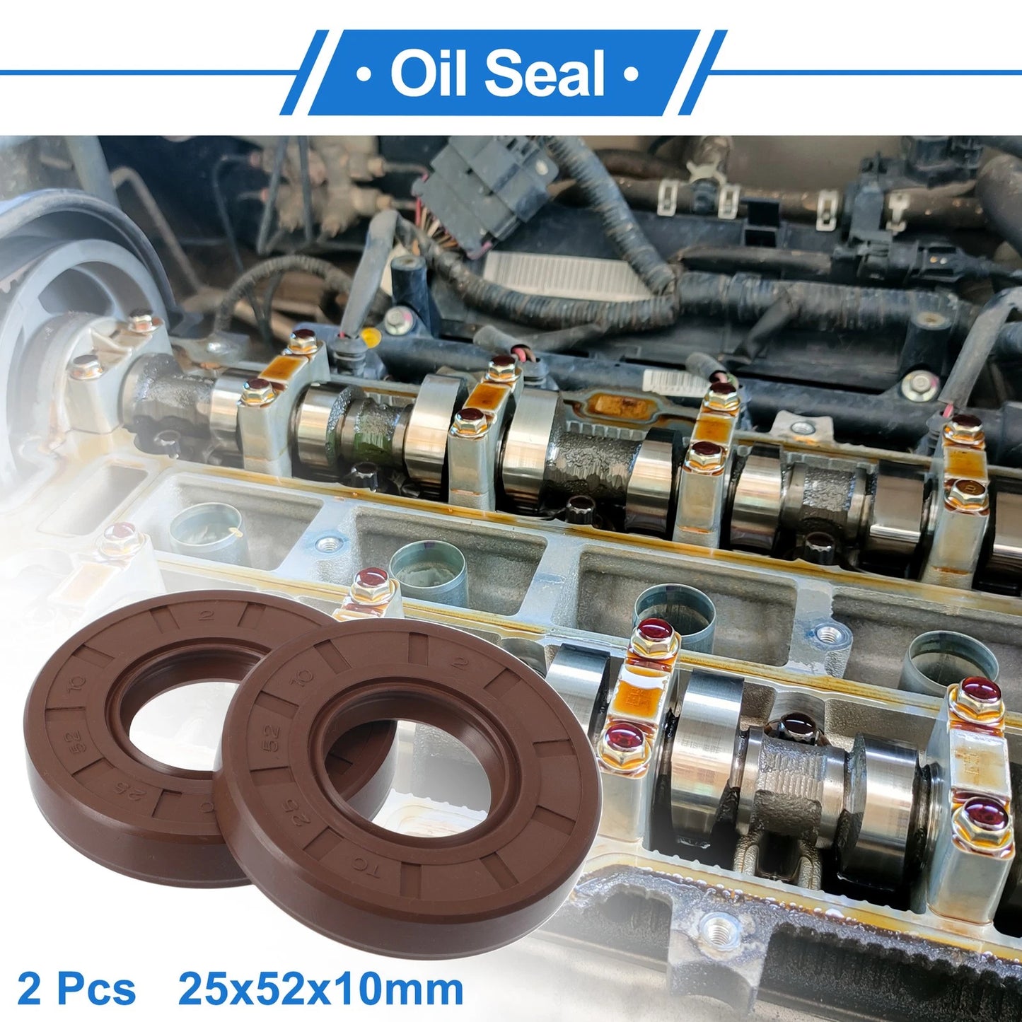 Oil Seal 25x52x10mm Seal Ring Rotary Shaft Seal FKM Rubber Brown for MakeModel