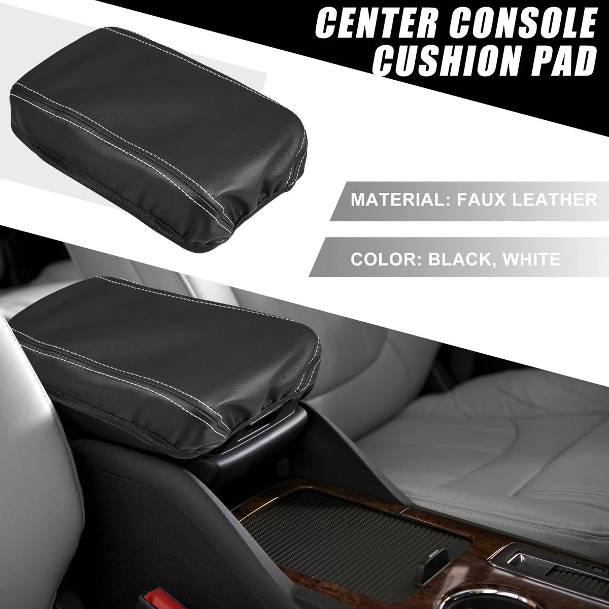 Armrest Cushion Center Console Black White for Toyota Corolla Cross (2022–2023)