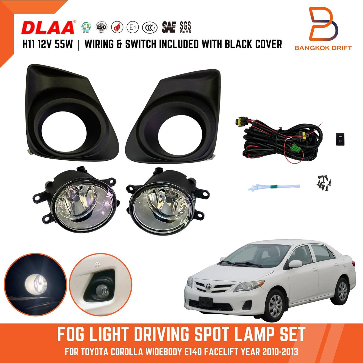 Fog Lamp Spot Light Cover for Toyota Corolla Sedan (2010-2013)