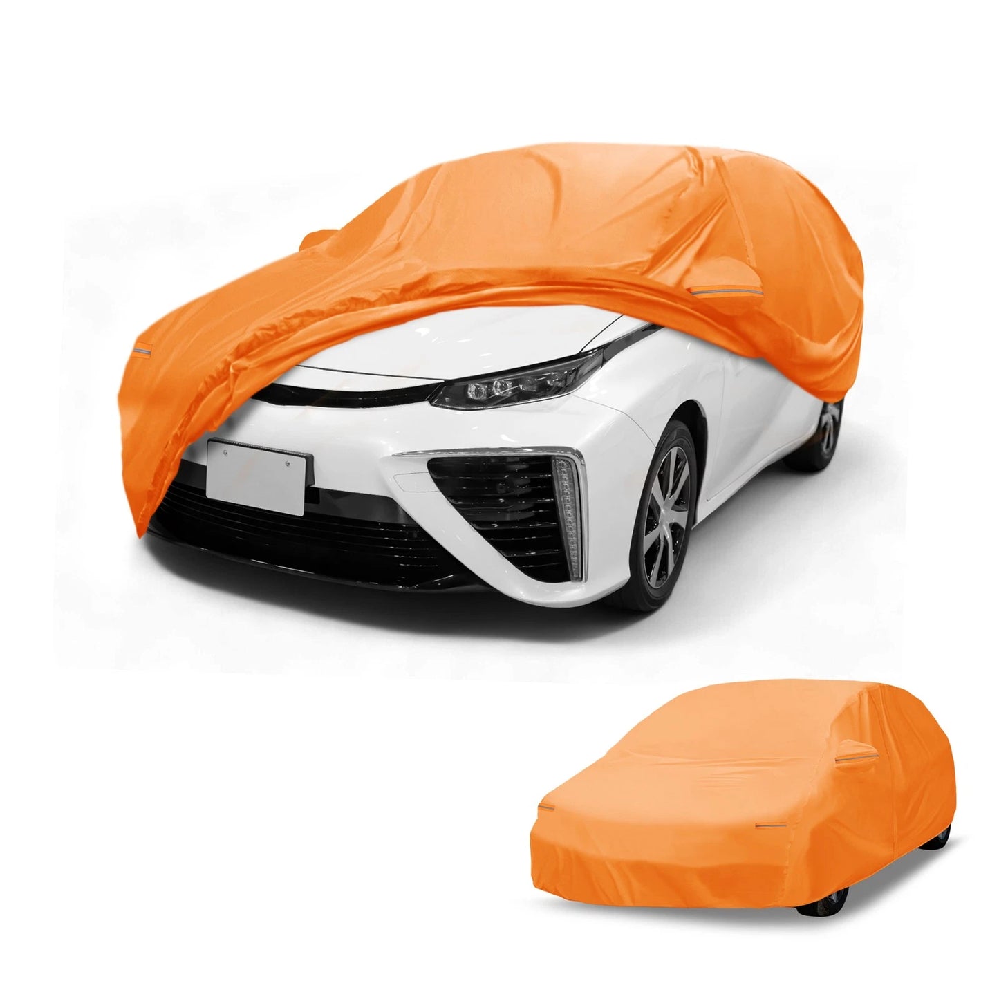 Waterproof All Weather Car Cover for Toyota Prius Orange 210D-PU with Zipper