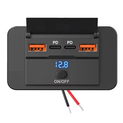 12V USB Outlet 4-Port Car Charger with Dual PD3.0 & QC3.0