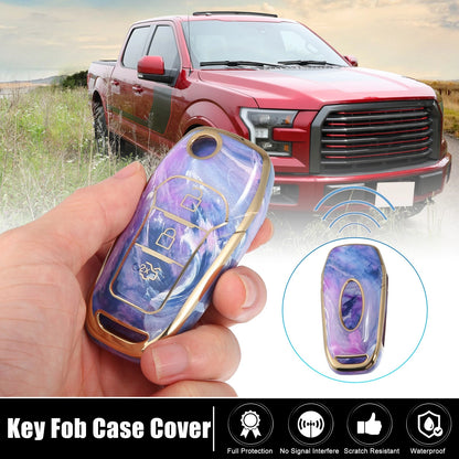 Key Fob Remote Control Cover 3 x Button TPU Shell Purple for Ford F150 (2015-2018)