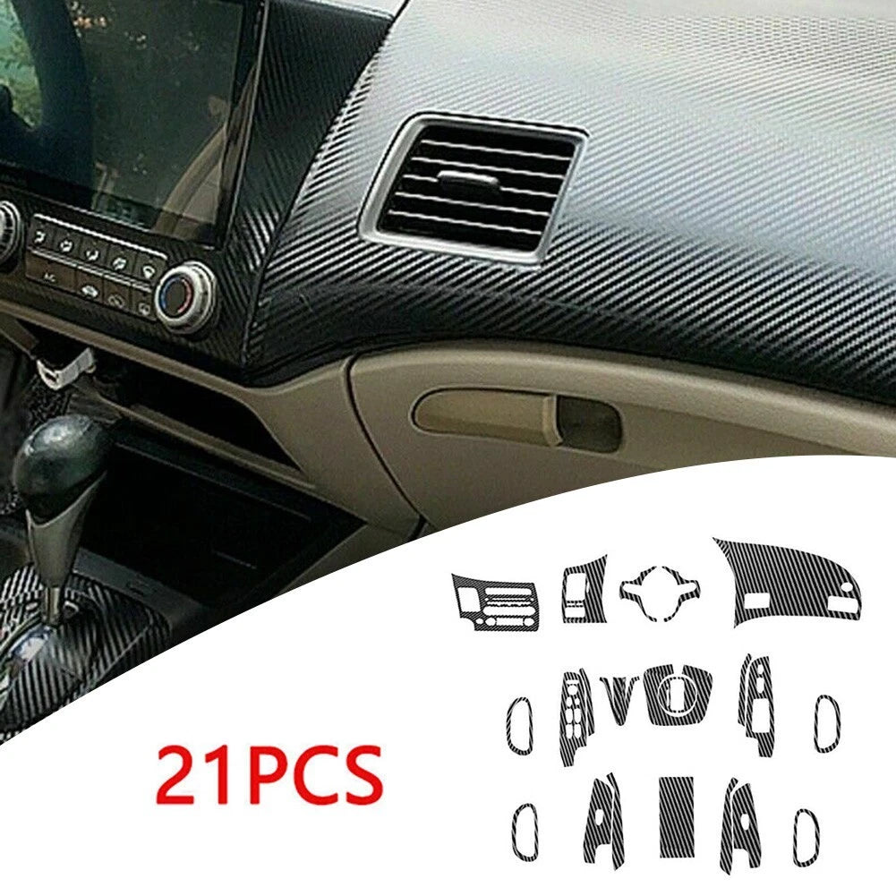 3D Carbon Fiber Pattern Car Interior Decals Trim for Civic (2006–2011)