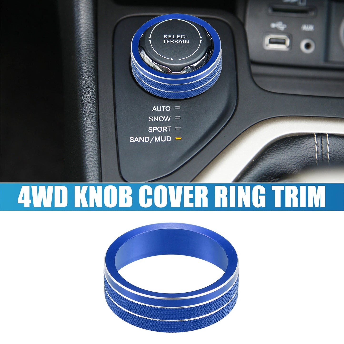 4WD Knob Cover Trim for Jeep Cherokee, Compass (2014-2021) Blue