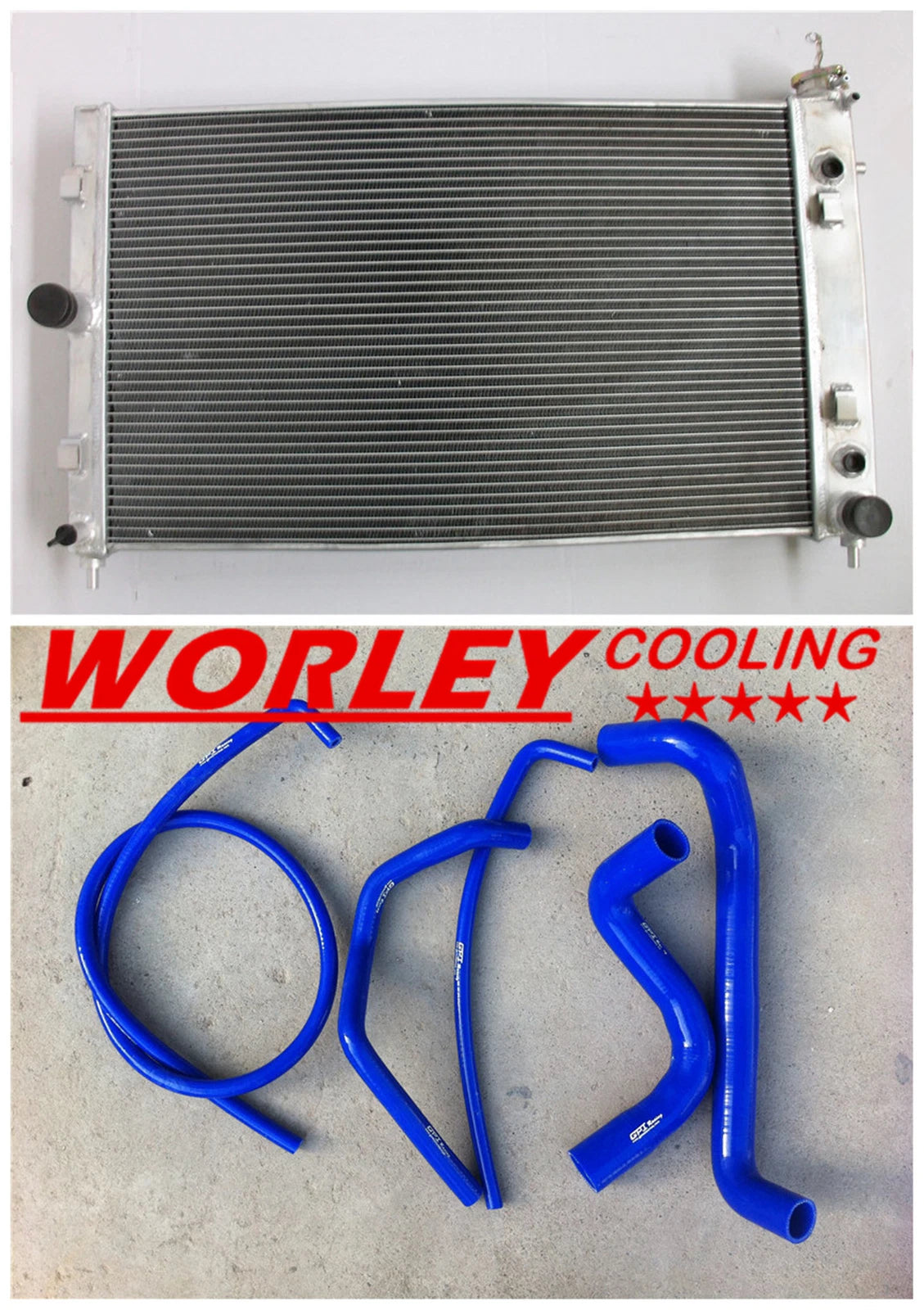 Aluminum Radiator & Blue Hose for Holden Commodore VZ LS1 LS2 SS (2004-2006)