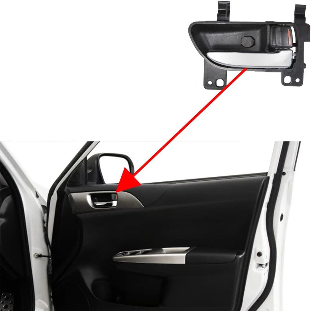 Black Inside Right Door Handle w/ Chrome Lever for Subaru Forester, Impreza