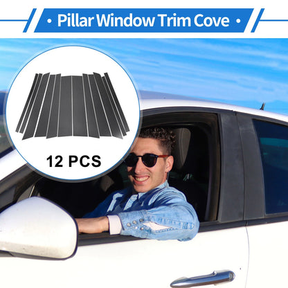 12 Pcs Carbon Fiber Door Pillar Window Trim for Land Rover Range