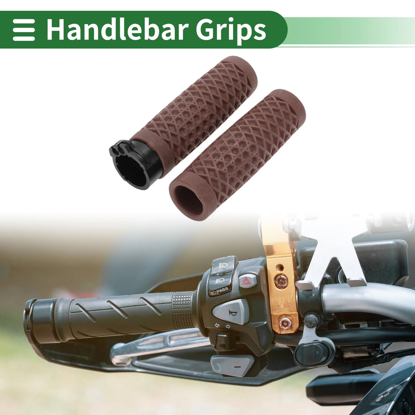 25mm Hand Grips TPU Brown for Motorcycle Handlebar Grips