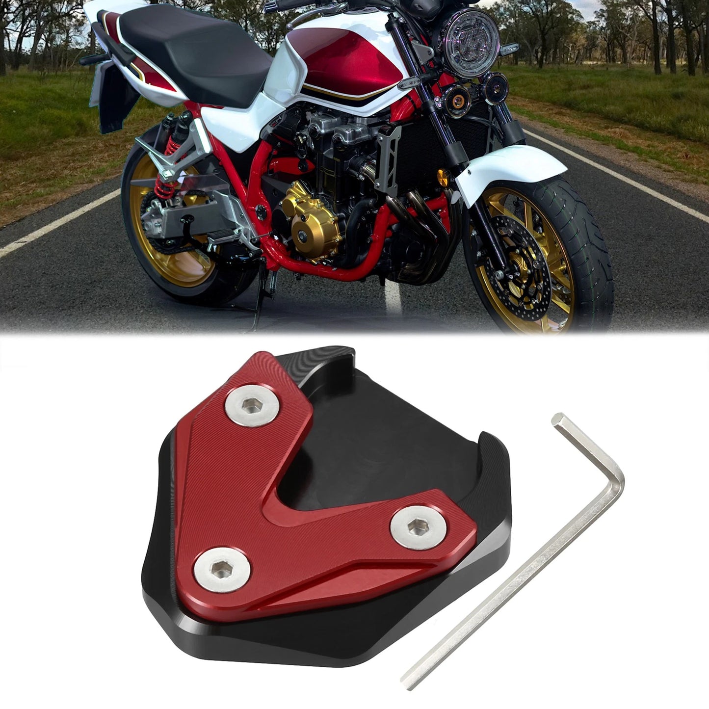 Motorcycle Kickstand Pad for HONDA CB1300 2020-2023 - Red