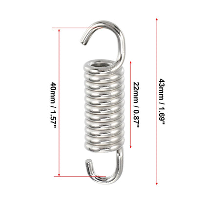 Spring 6 Pcs 43mm 1.69 Silver Tone Muffler Exhaust Pipe for Motorcycle