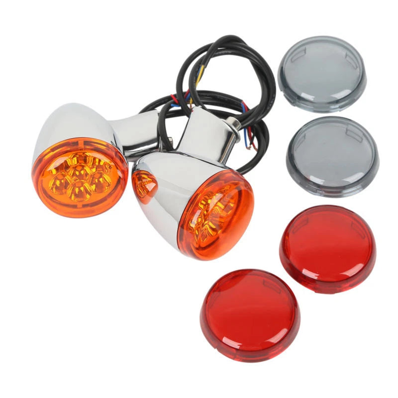 Chrome/Black LED Turn Signals w/ Bracket for Harley Sportster XL 883 (1992-2022)