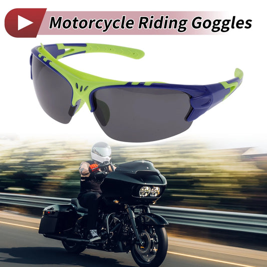 1 Pc Motorcycle Riding Goggles Gray Lens Blue Green Frame UV400 for Make Model