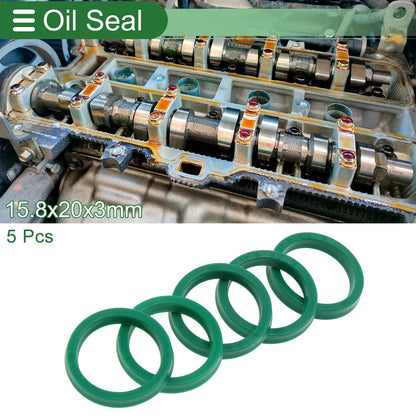 Oil Seal 15.8x20x3mm TPU Rotary Shaft Seal High Pressure Green 5 pcs