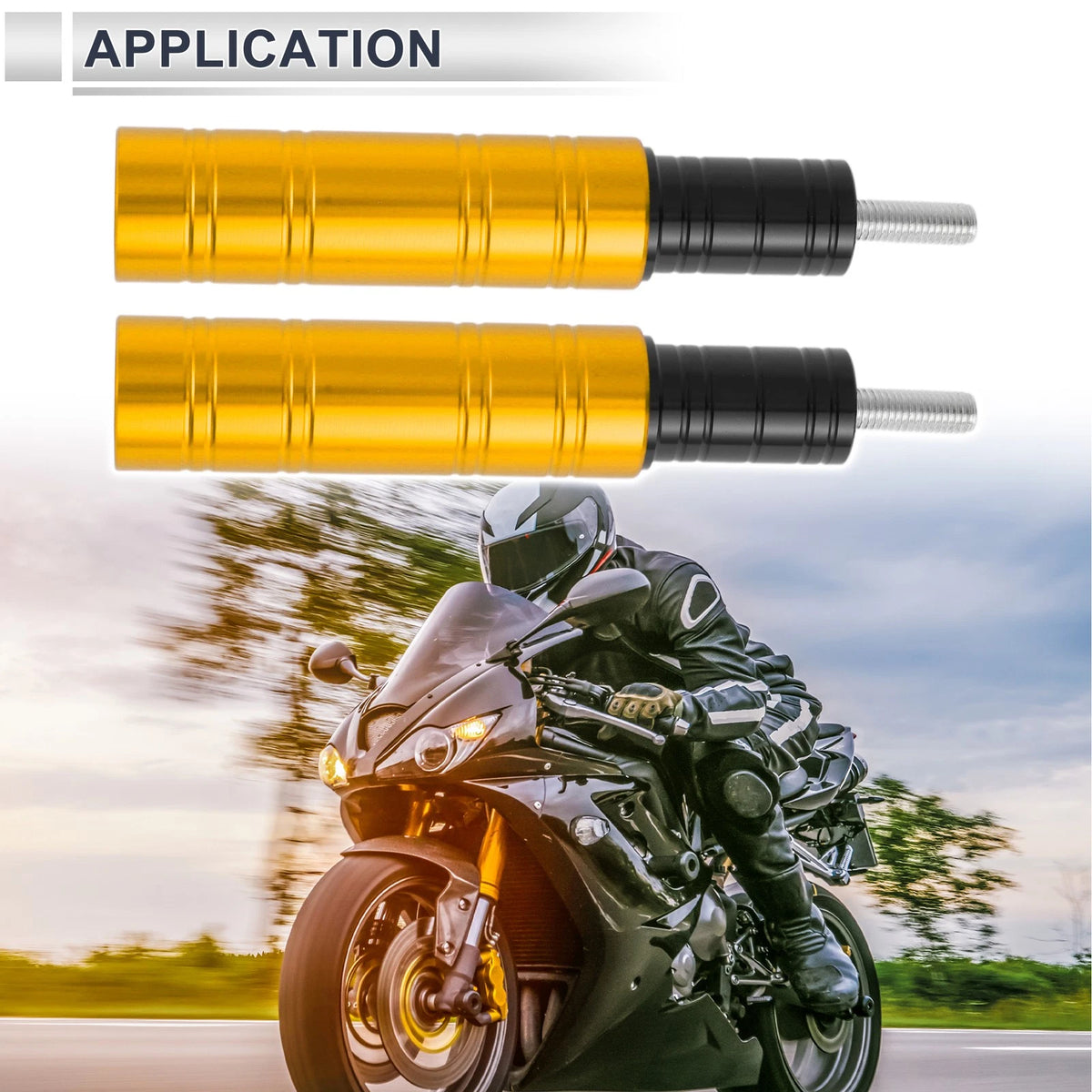 Frame Bolt 10.5mm Aluminum Alloy Motorcycle Slider 2 x Gold Tone