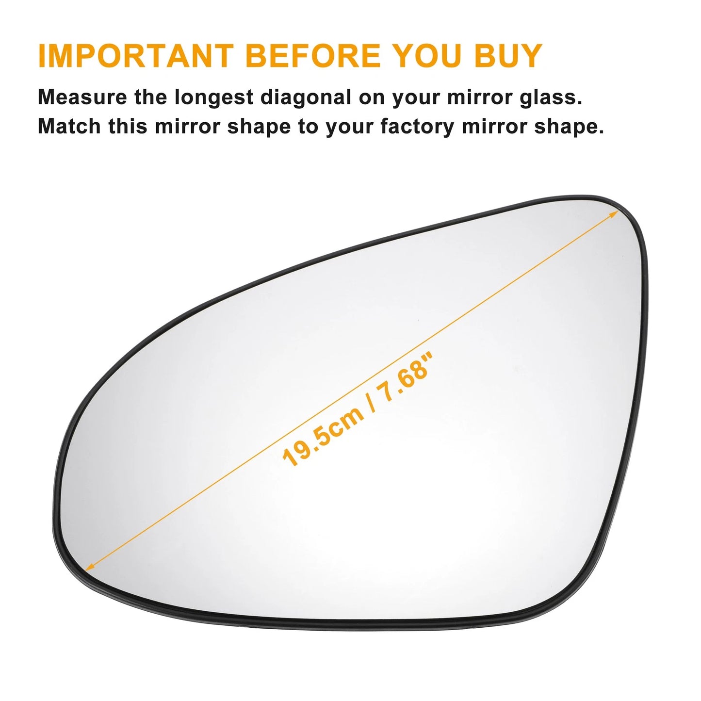 Left Side White Mirror Glass with Back Heated for TOYOTA C-HR (2016–2023)