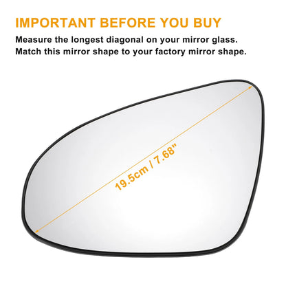 Left Side White Mirror Glass with Back Heated for TOYOTA C-HR (2016–2023)
