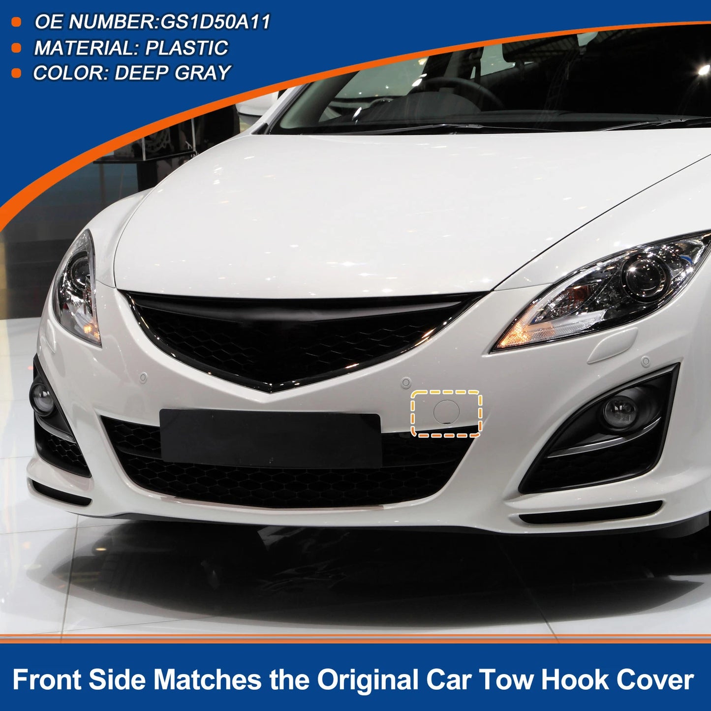 Front Bumper Tow Hook Cover for Mazda 6 (2008-2012) Deep Gray