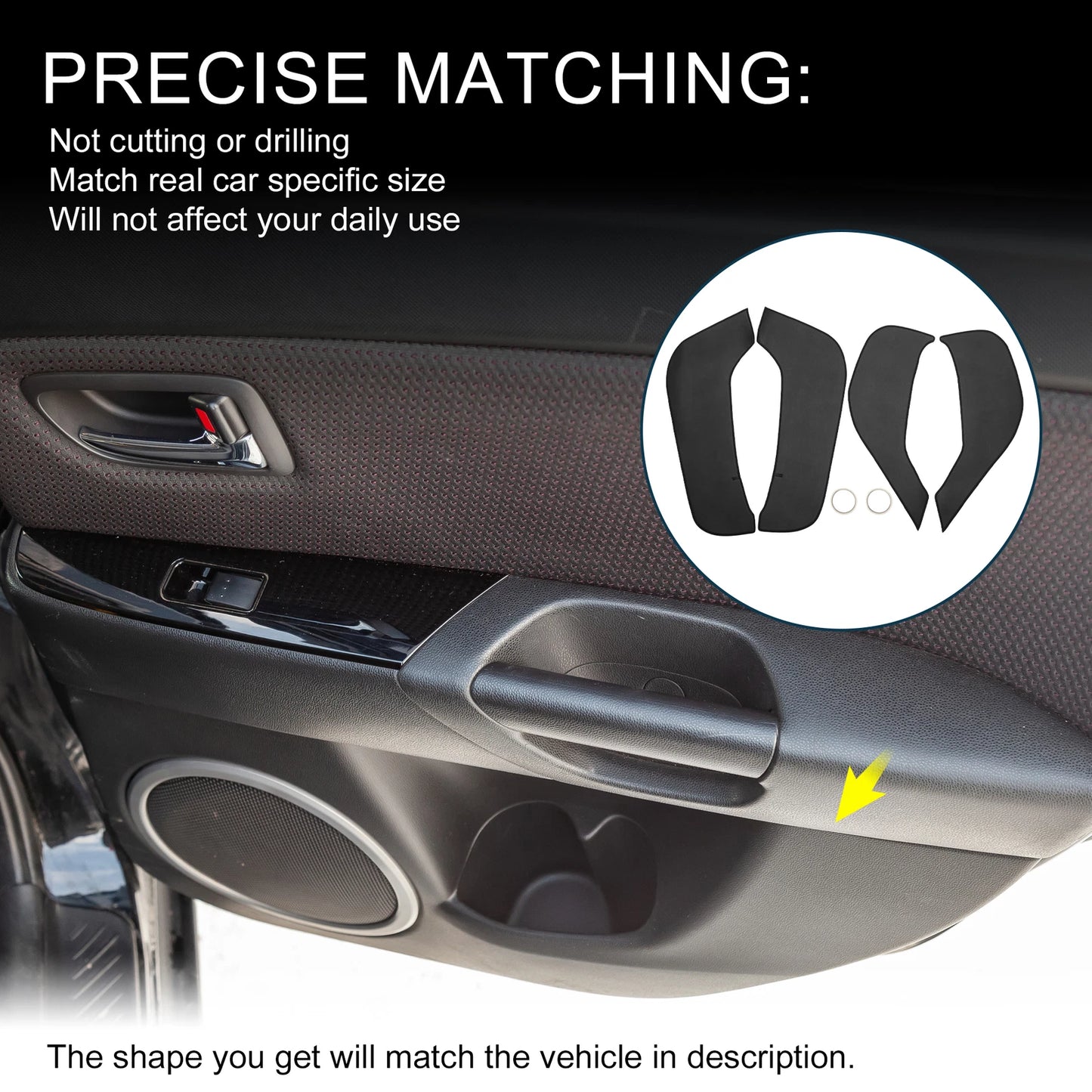 Car Door Leather Anti Kick Pad Sticker for BMW X5 (2019-2020) 1 Set Black
