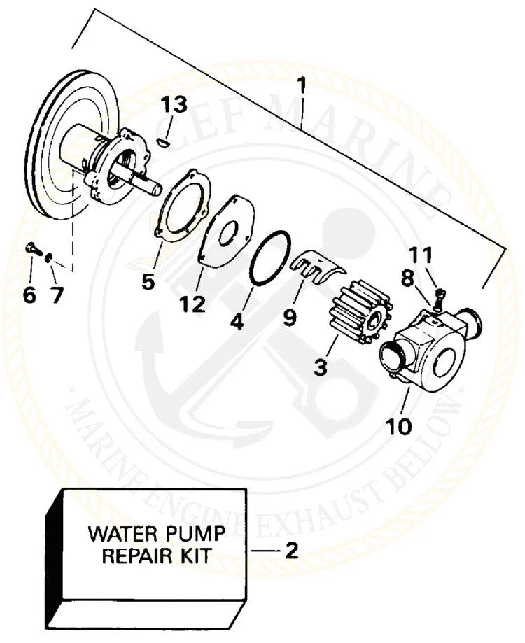 Water Pump Repair Kit for OMC Sterndrive 3.0L 4.3L 5.0L 5.7L 5.8L (1994)