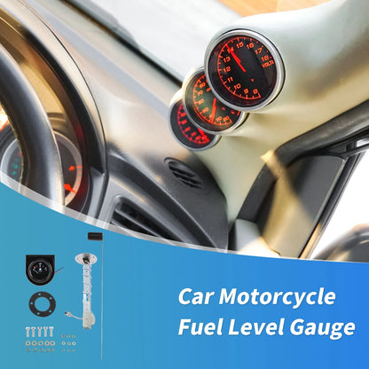 52mm Fuel Level Gauge Black Housing Black Dial for Car Boat RV Motorcycle