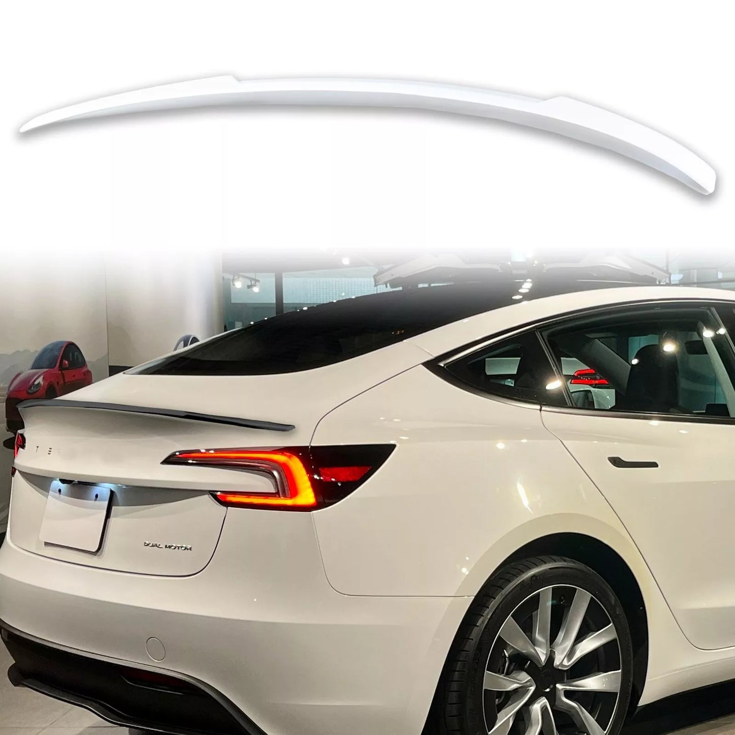 Rear Boot Spoiler for Tesla Model 3 (2023-2024) Pearl White