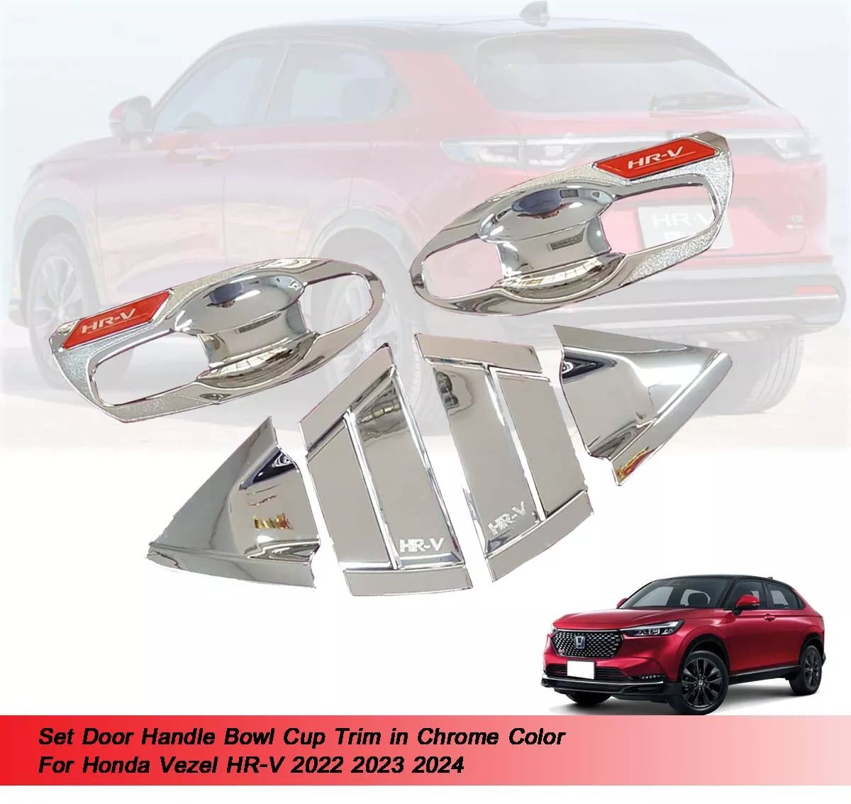 Chrome Door Handle Bowl Cup Cover for Honda Vezel HR-V (2022-2024)