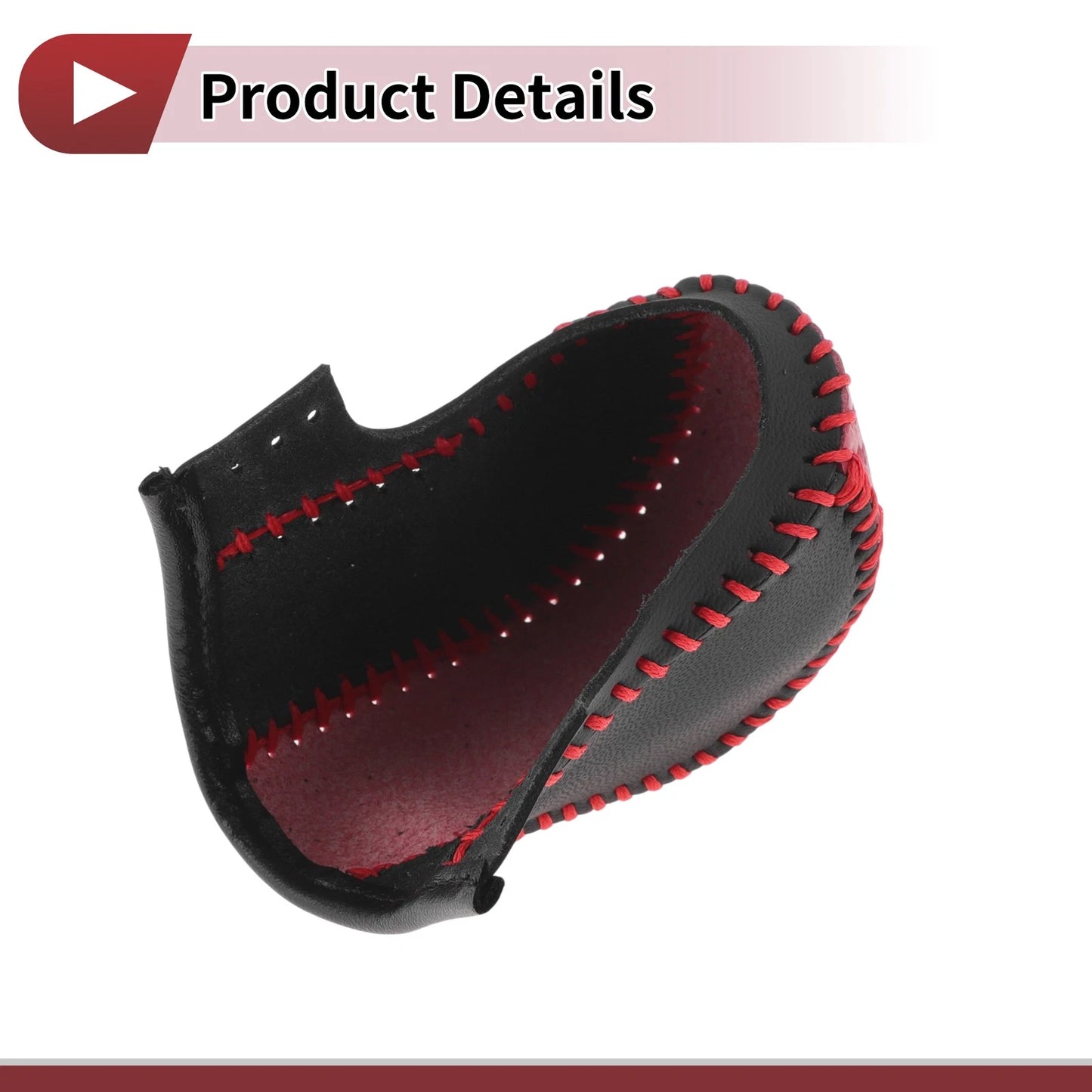 Gear Shift Knob Cover for Acura ZDX Black Red Faux Leather (2010 - 2012)