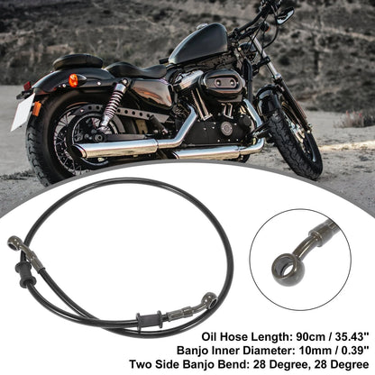 Brake Clutch Oil Hose 90cm 28 Degree Banjo Bend Black for Motorcycle ATV