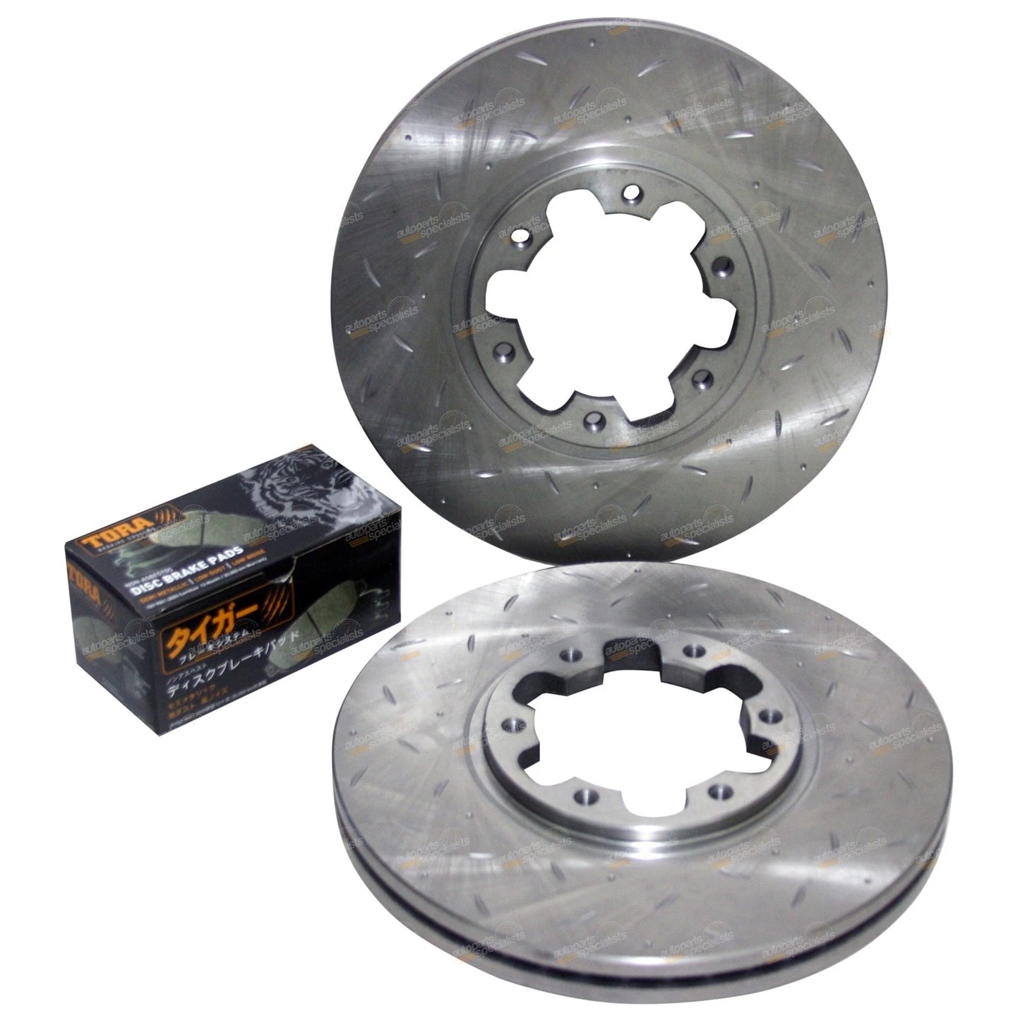 Front Dimple Drilled Slotted Disc Brake Rotors & Pads for Navara D22 4X4