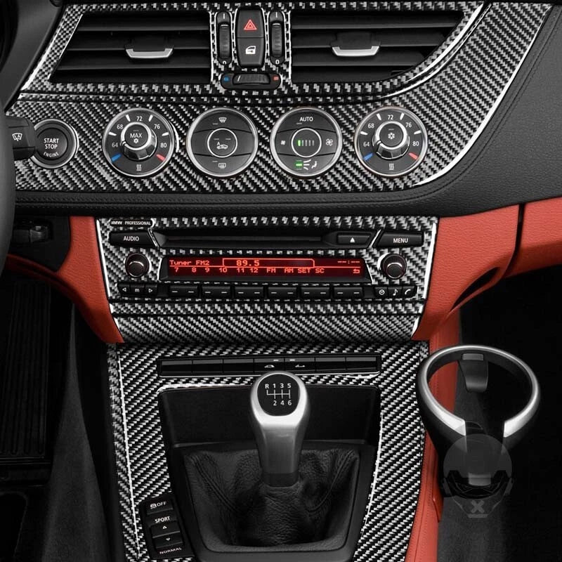 10Pcs For BMW Z4 2009-2016 Carbon Fiber Interior Center Console Panel Trim Cover
