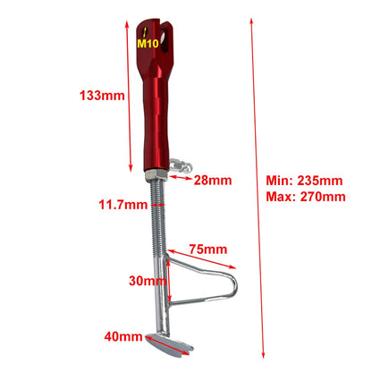 Adjustable Non-Slip Motorcycle Foot Side Stand Support Leg Kickstand Silver