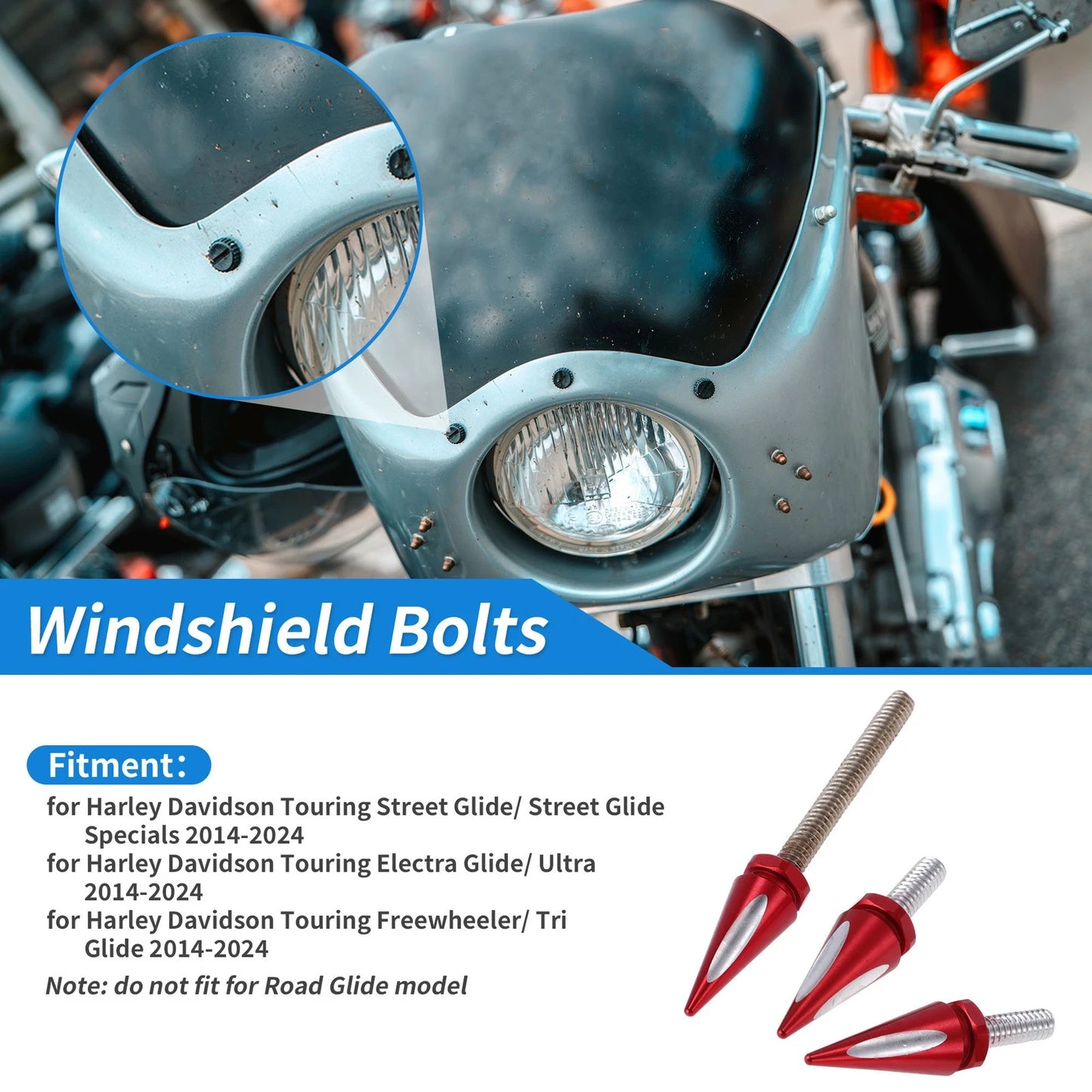 Windshield Bolts for Harley Davidson Touring Street Glide/Street Glide Red