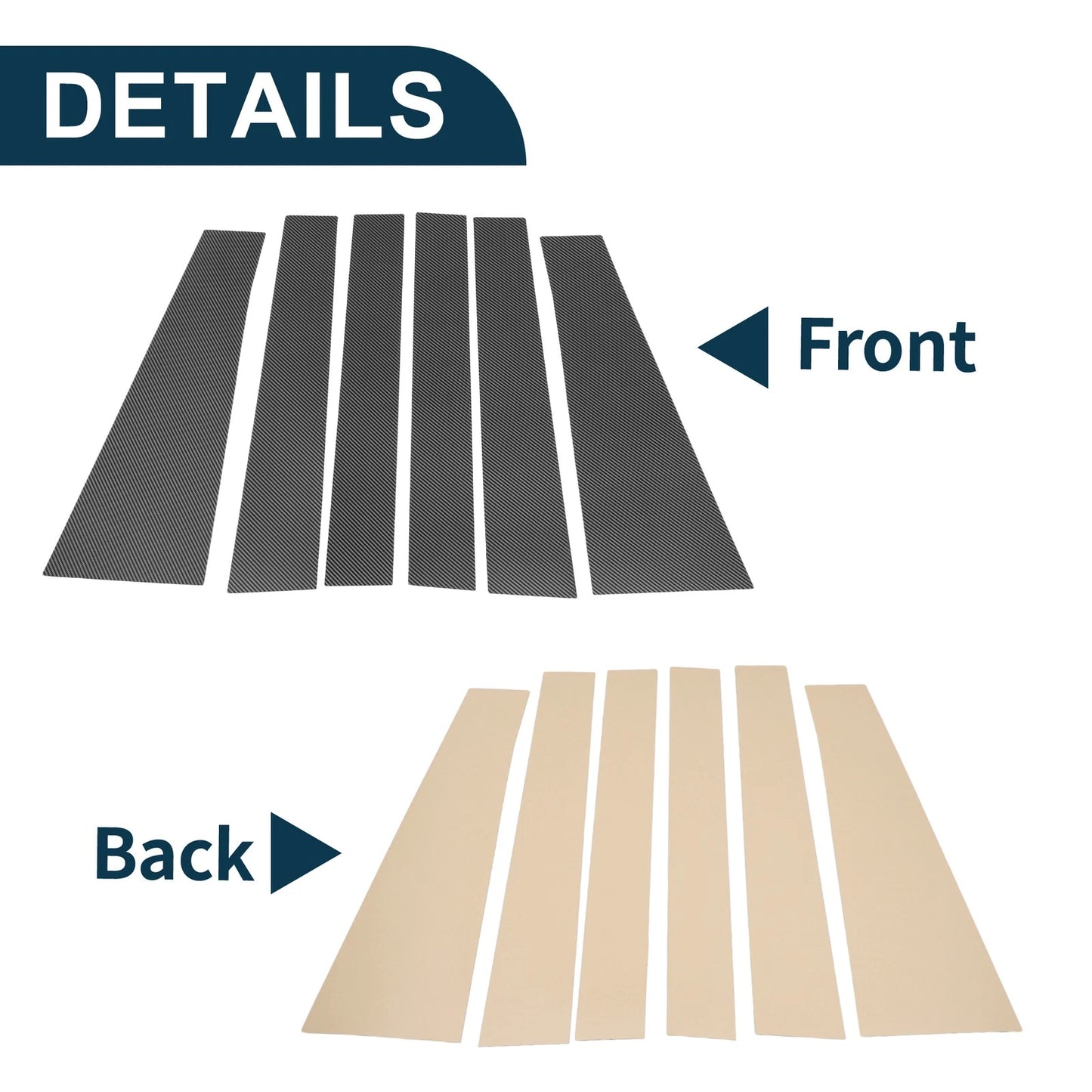 6 x Door Pillar Window Trim for Toyota Sienna (2011–2020)