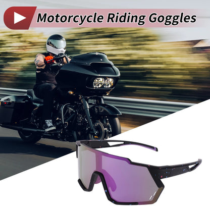 1 x Motorcycle Riding Goggles Purple Black with Blue and Red Dots UV400