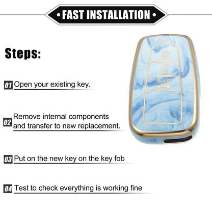 3 Button Smart Key Fob Cover Case for Toyota Prius (2006-2022) TPU Blue