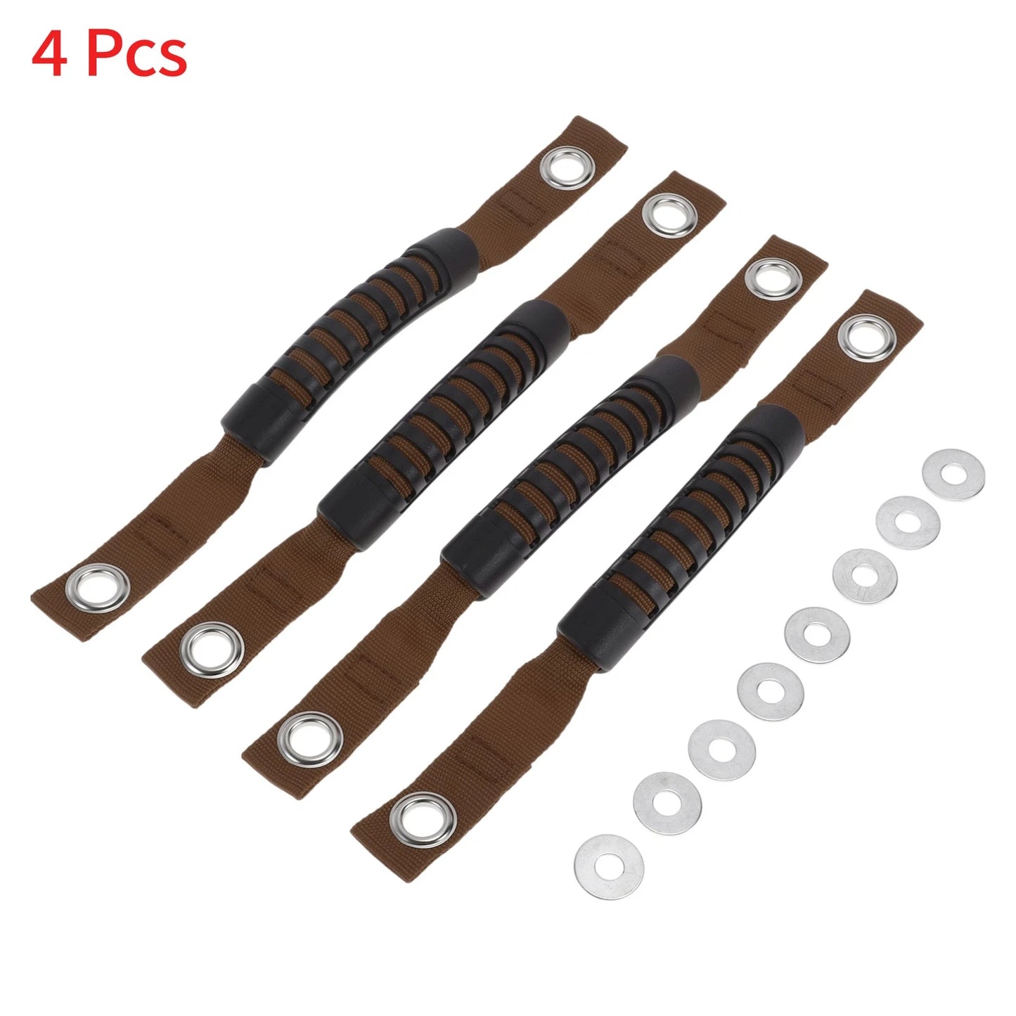 Roll Bar Grab Handles for Jeep Wrangler 2018-2027 - Black & Brown (2018-2027)