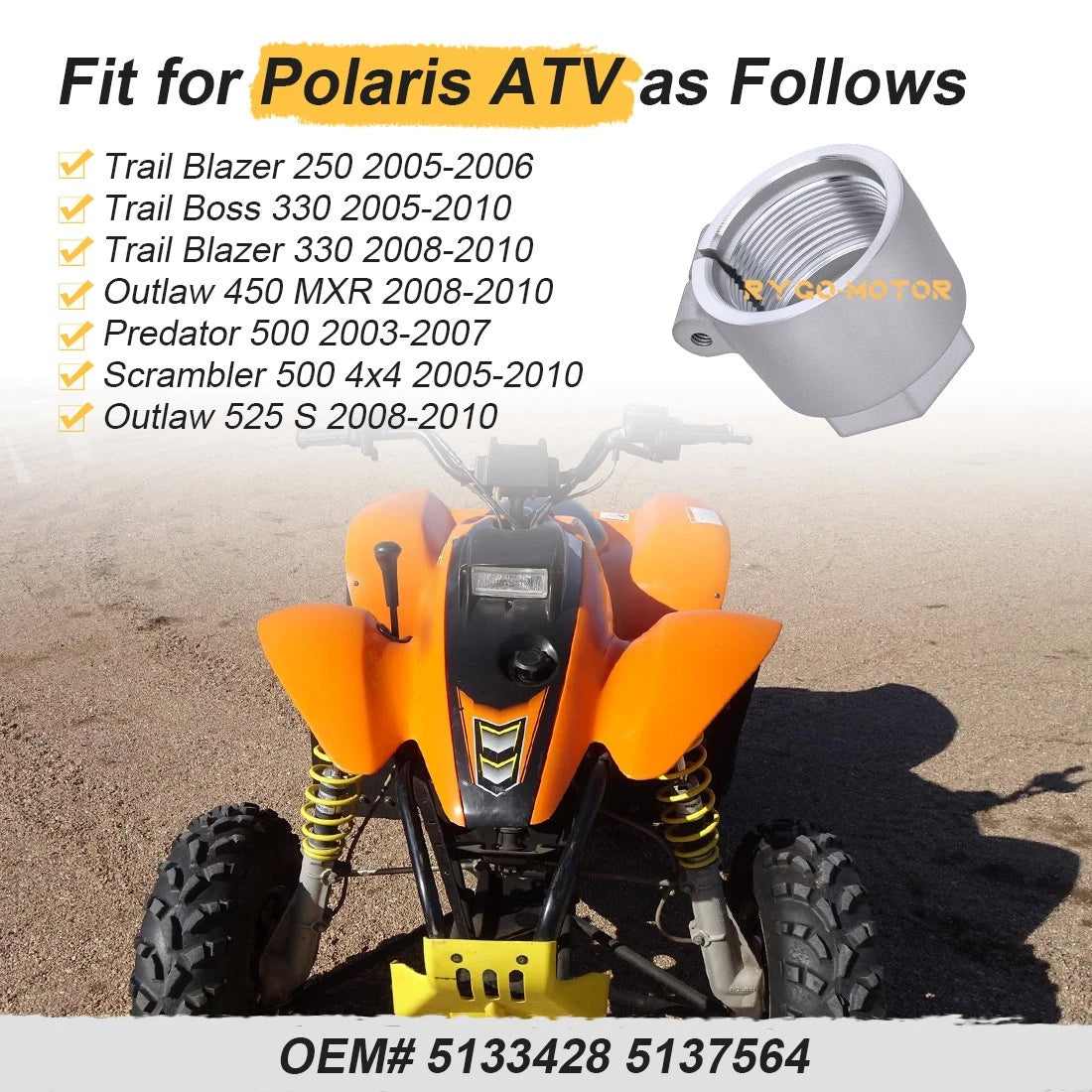 Axle Nut for Polaris Outlaw Scrambler Trail Blazer 525 500 450 330
