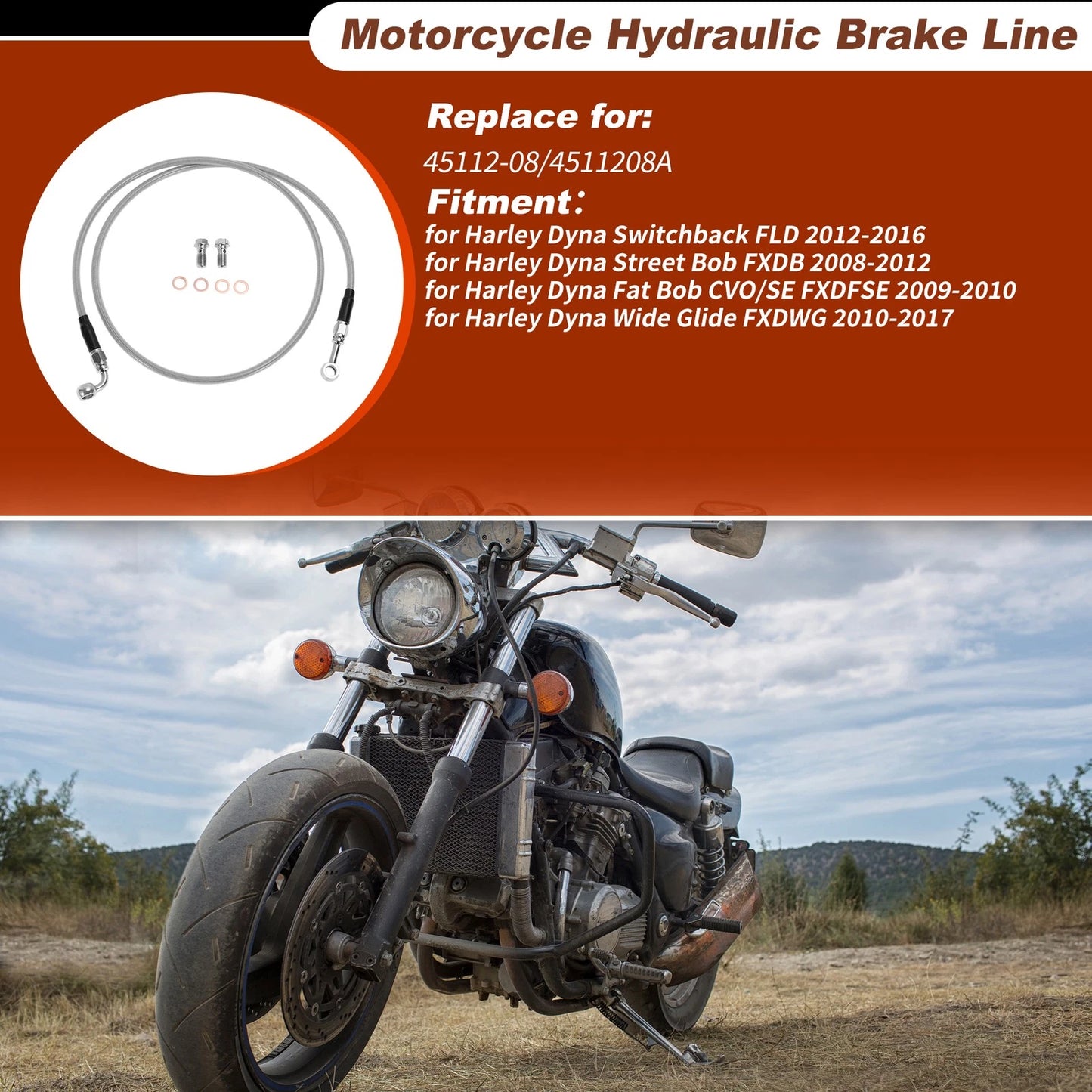 52In / Hydraulic Front Brake Line for Harley Dyna (1993–2017)
