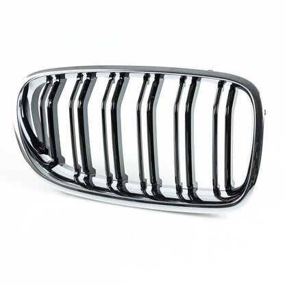 Double Rib Chrome & Black Front Kidney Grille for BMW F10 5 Series (2011-2017)