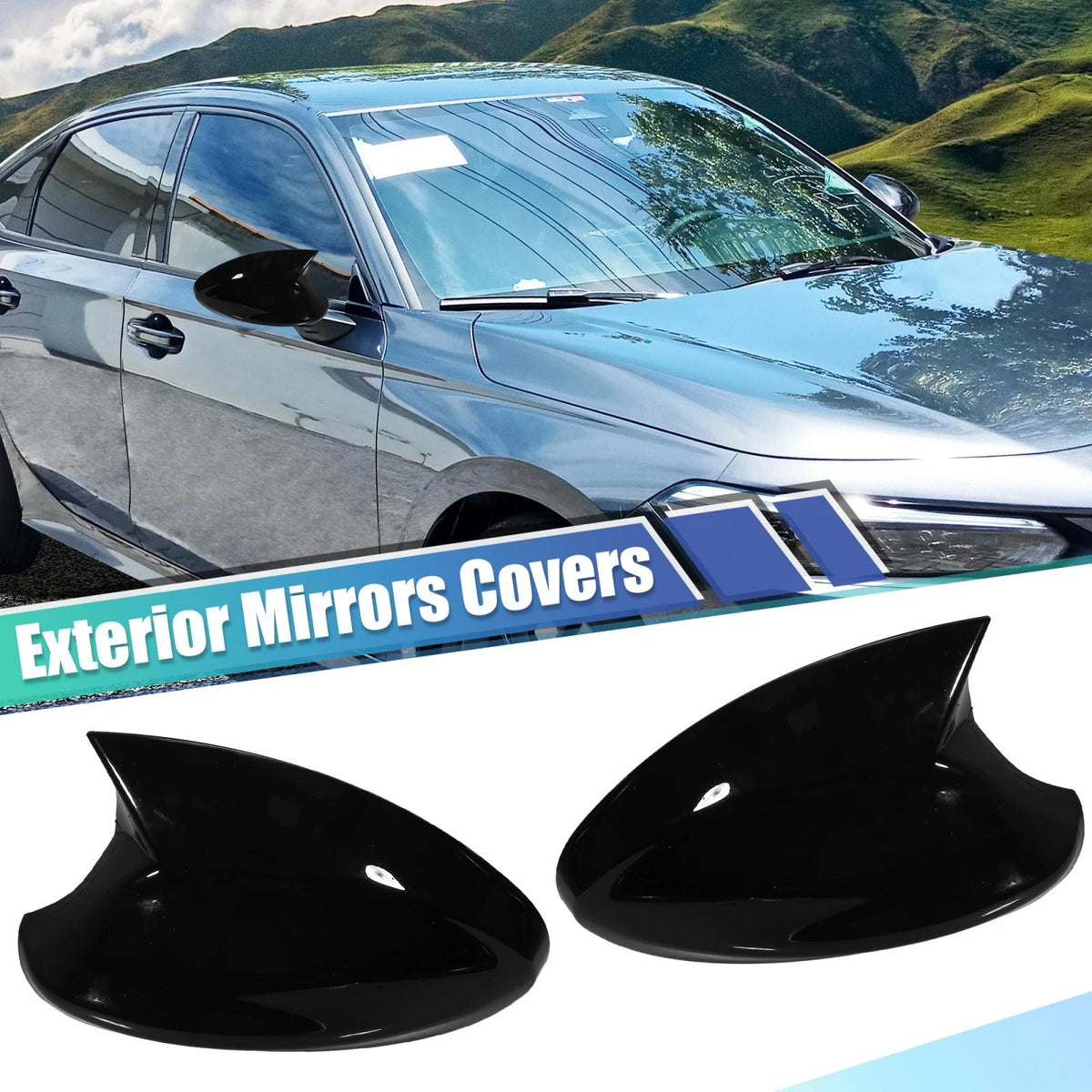 Black Rearview Side Mirror Cover Caps for BMW 330xi (2005-2006)