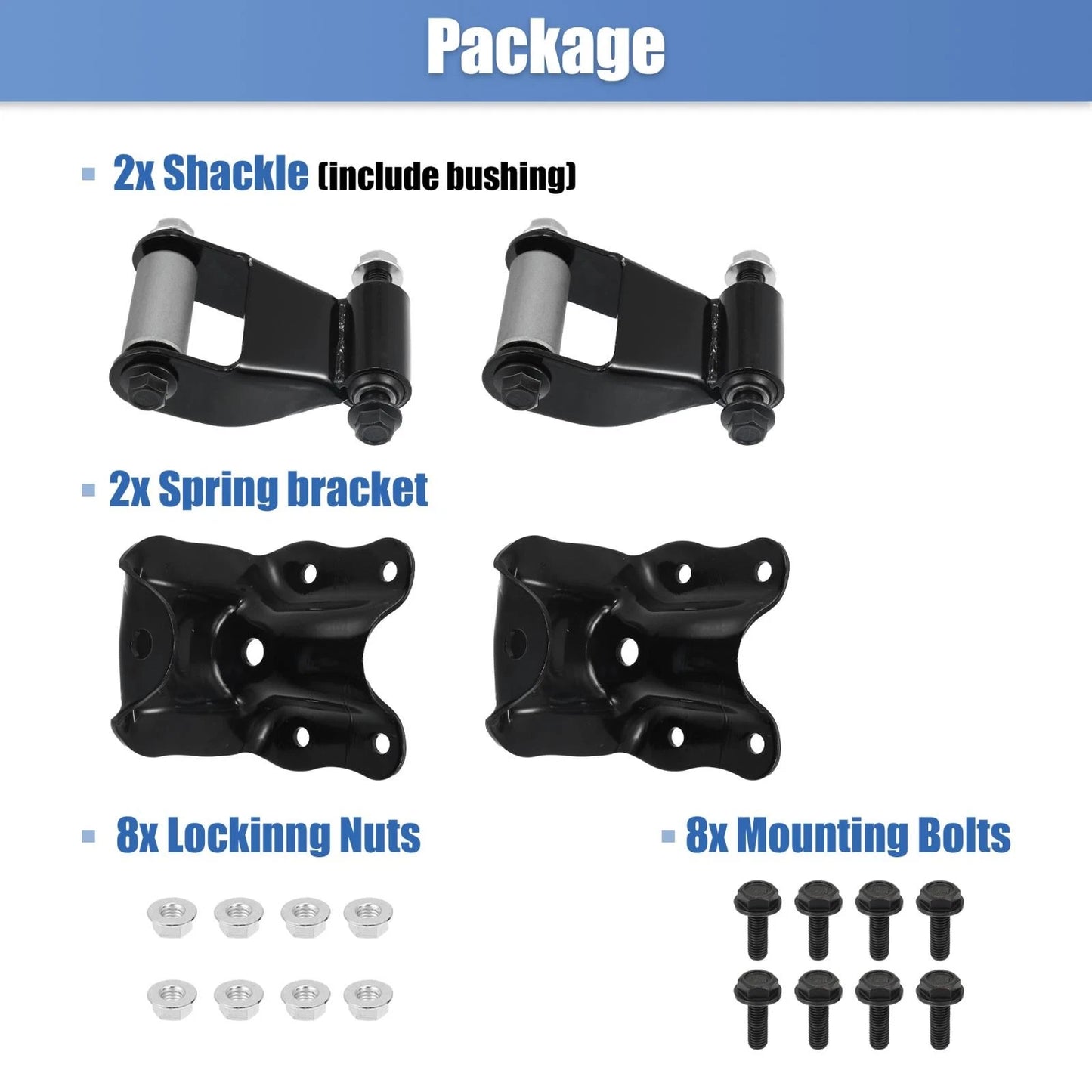 Rear Leaf Spring Shackles with Brackets for Ford Ranger, Mazda B (2001-2011)